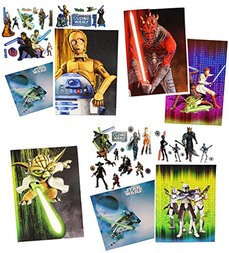 alles-meine.de GmbH 1 Set Star War/Clone Wars - Grußkarte/Glückwunschkarte - mit Umschlag & Sticker - Geburtstagskarte/Karte - Starwars - Sith - Yoda - Jedi - R2 D2 -..