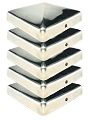 Premium Pfostenkappe 91x91 mm aus Edelstahl für Pfosten 9x9 cm Pyramide Zaunkappe Abdeckkappe 5 Stück inkl. Schrauben