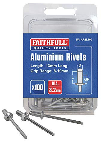 Faithfull falar3l100 100 3 mm longue Rivets en aluminium