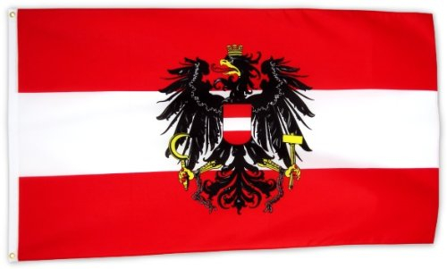 Flaggenking Österreich Flagge/Fahne mit Wappen, weiß, 150 x 90 x 1 cm, 16958