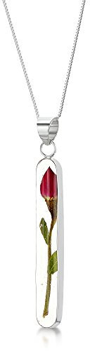 Shrieking Violet 925 Sterling Silver Long Real Flower Pendant Necklace
