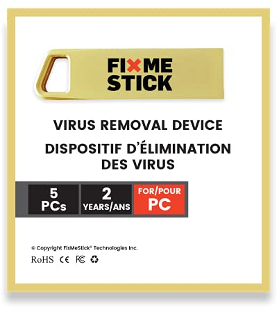 FixMeStick Gold Computer Virus Removal Stick para Windows PC – Uso ilimitado en hasta 5 portátiles o sobremesas durante 2 años – Funciona con su antivirus