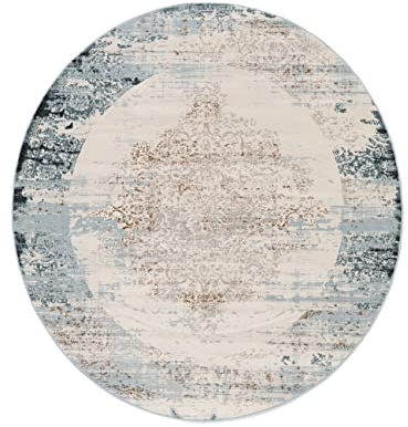 RugVista, Alaska, Teppich, Mittelflor Teppich, ∅ 200 cm, Rund, Modern, Oeko-Tex Standard 100, Polypropylene, Flur, Schlafzimmer, Küche, Wohnzimmer, Hell Blau/Cream, Mehrfarbig