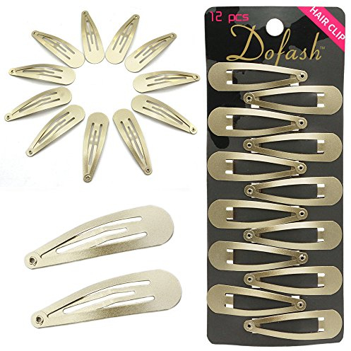 Dofash Snap Haarspangen Metall Basic Grips 5CM/2IN Kleine Haarspangen Geflochtene Haarspangen Für Frauen Haar Zubehör Mädchen 12 PCS (Blond)
