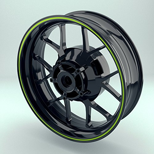 OneWheel Felgenstreifen 4mm für Motorrad & Auto (15-19 Zoll) - Farbe wählbar - Rim Stripes Set für Vorder- & Hinterreifen (Grün - glänzend)
