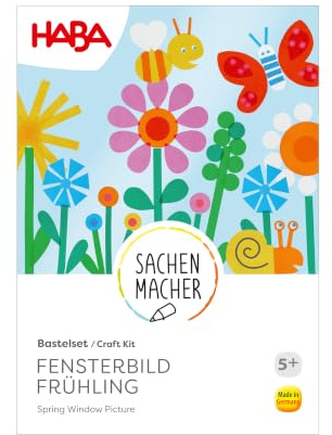 HABA Bastelset Fensterbild Frühling - Sachenmacher ab 5 Jahre | Komplettset mit Fensterfolie, Stickern & Stiften – Made in Germany, wiederverwendbar