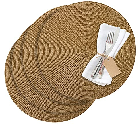 Westmark Tischsets/Platzsets, 4 Stück, Ø 38 cm, Polypropylen, Hellbraun, Saleen Edition: Circle