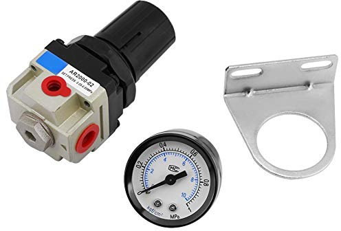 Régulateur pneumatique de filtre, régulateur de pression de filtre d'unité de traitement de gaz de source d'air durable AR2000-02 G1/4 avec jauge pour réguler la pression de