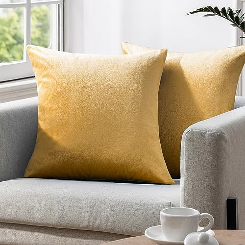 Phantoscope 2 Stück Samt Dekorative Throw Kissenbezüge Weich Solide Quadratisch Kissen Fall für Couch Türkis 26 * 26 Zoll 65 * 65 cm
