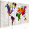 B&D XXL Acrylglasbild Weltkarte 100x40 cm 5 Teilig Wandbild auf Acryl Glasbilder Kunstdruck Moderne Acrylglas Platte Wanddekoration Geschenke Heimdekoration Glasbild - Abstrakt bunt Landkarte Reise