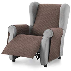 Textilhome – Sofaberzug Circus, Sofaschoner 1-Sitzer 55 cm, Relaxsessel Bezug – Reversibler, gepolsterter Sofaschutz, Sofaüberwurf Universell, Farbe Braun