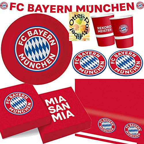 HHO FC-Bayern-München-Party-Set für 8 Fußballfans 50tlg. Teller Becher Servietten Untersetzer Tischdecke Partykette