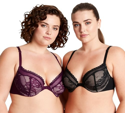 Curve Muse Soutien-Gorge Ajoute 1 Bonnet Fermeture Avant-Noir,du Vin-125D