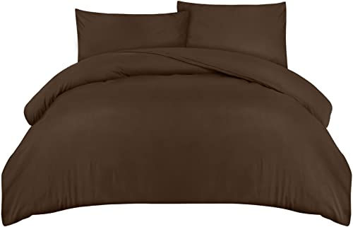 Utopia Bedding Bettwäsche 200x200 Set - Mikrofaser Bettbezug 200x200 cm + 2 Kissenbezüge 50x75 cm - Braun