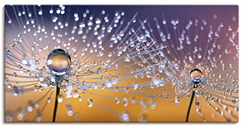 ARTLAND Wanddeko Leinwand Bilder Wandbild 100x50 cm Querformat Pusteblume Blumen Natur Pflanzen Abstrakt Modern Orange U1TA