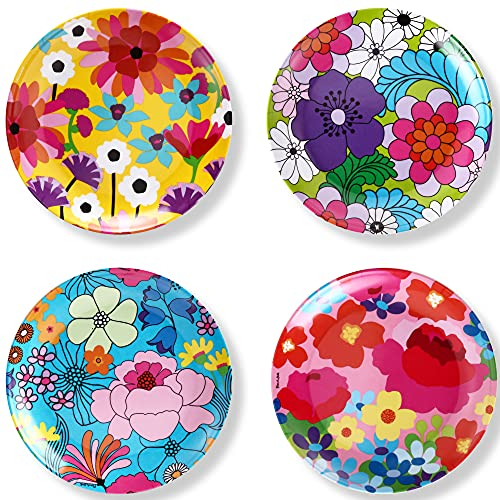 French Bull Verschiedene Teller – 4-teiliges Set – 27,9 cm Melamin-Speiseteller-Set – Melamin-Geschirr für drinnen und draußen – verschiedene Gartenblumen