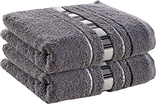 Erwin Müller Handtuch-Set 2er-Pack Achern grau/Natur Größe 50x100 cm - #500g/m² - schnell trocknend, extra saugstark, beidseitige Schlaufen