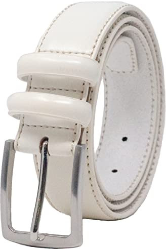 Ashford Ridge Herren 33mm Doppelschleife Ledergürtel (110CM (gesamtlänge 125cm), Weiß)