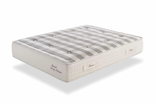 Moonia | Grand Spring Nature Matratze | 30 cm Dicke | Natürliche Materialien: Wolle, Jacquard aus 100% Baumwolle | 1600 Taschenfedern | Pressure Care System: Multi-Zonen-Erholung | 90X200