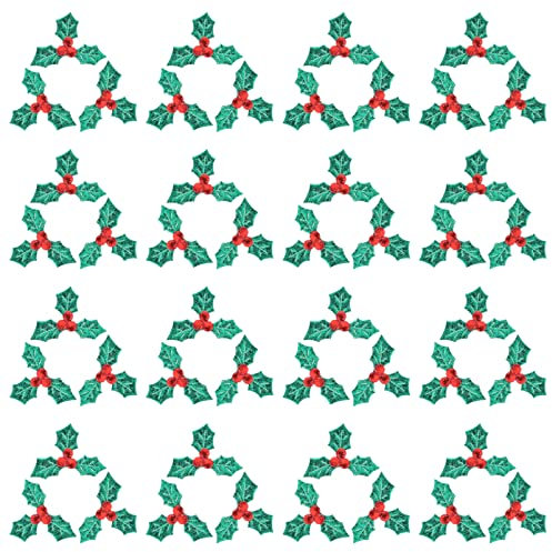 Milisten 100pcs Christmas Berry Leaves Charm Mini Holly Berries Embellishments Faux Red Berry Flowers for Holiday Christmas Wreath Arrangement Tag Card Making