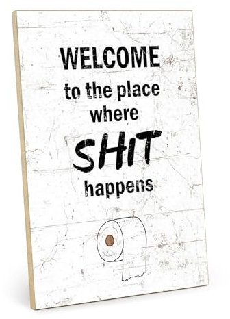 TypeStoff Holzschild mit Spruch – Toilette – im Vintage-Look mit Zitat als Geschenk und Dekoration zum Thema WC, Getränkerückgabe, Pipibox und Pipi Kaka Land - HS-01172…