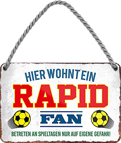 Blechschild ''Rapid Fan'' 18x12cm Geschenk Lustige Sprüche Feier Vintage Retro Geburtstag Deko Party Überraschung Fan Fußball Mannschaft Verein Bolzen