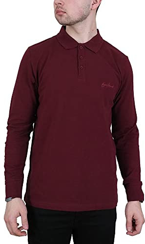 Enzo Moretti Mens Premium Polo Shirt 100% Cotton Long Sleeve Classic Fit Burgundy