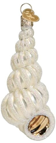 Old World Christmas Wentletrap Shell Glass Blown Ornament for Christmas Tree, Handcrafted Holiday Decoration, Seashell Collection