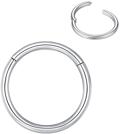 BLESSMYLOVE Silber 1.6mm 8mm Nasenring Hoop 316L Chirurgenstahl Knorpelohrring Septum Clicker Ring Edelstahl Klappbarer Segmentring Lippenring Conch Daith Helix Rook Tragus Snug Body Piercing Schmuck