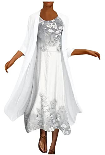 Robe Femme et Tulle Mousseline boléro châle pour soirée Mariage 2 Pieces Bapteme Boheme Chic Fluide Ceremonie Grande Taille Pin Up Mi Longue Demoiselle d'honneur Cocktail Vintage Elegant Transparente