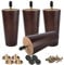 Btowin 10 inch Solid Wood Furniture Legs, 4Pcs Mid-Century Modern Walnut Wooden Replacement Feet with Threaded 5/16'' Hanger Bolts & Mounting Plate & Screws for Sofa Couch Armchair Cabinet TV Stand