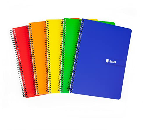 Enri, Notizbücher A5 (4º), kariert, 3 x 3, weicher Deckel, 80 Blatt, 5er-Packung
