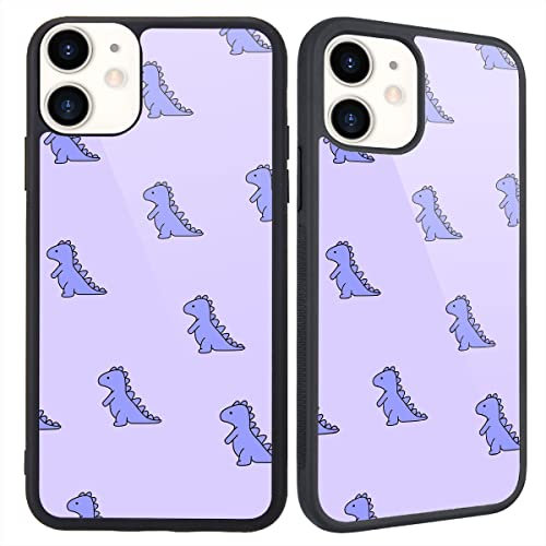 Idocolors for iPhone 11 Case Purple Dinosaur, Cute Pattern Design Hard Back Case with Soft TPU Bumper for Girls Women Protective Phone Case for iPhone 11