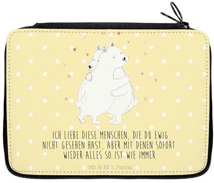 Mr. & Mrs. Panda Federmappe Eisbär Umarmen - Geschenk, Federmäppchen Bedruckt, Tiermotive, Schule, lustige Sprüche, Tiere, Stifterolle, Gute Laune,