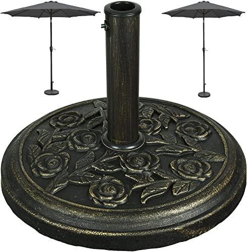 #Large Heavy Duty 9kg Garden Parasol Base Umbrella Holder/ Beach Tent Holder and So on Patio Bronze Cast Iron Effect With Floral Rose Parasol Base Pattern/Garden/Out Door/In door/ Parasol Base New