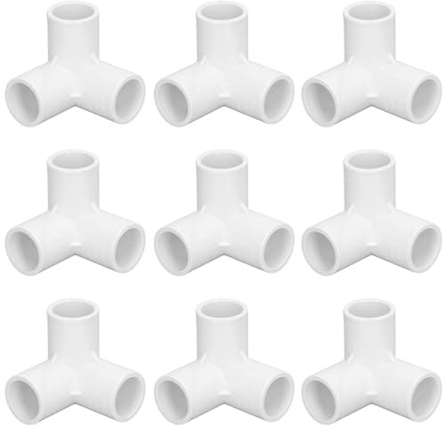 10 Pezzi Connettori Angolari In PVC A 3 Vie, Raccordi per Tubi A Forma di T DN20 Gomiti A Parete Connettore A T Ad Angolo Retto In Plastica, per Tubi Dell'Acqua, Mobili, Giunti per Serre (Bianco)