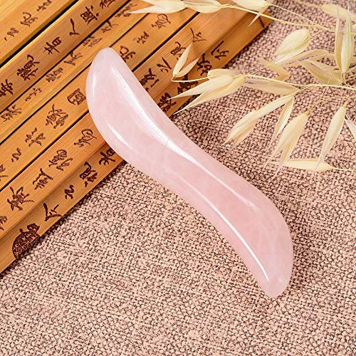 JUKUCKV Cristallo Grezzo Natural Rose Quartz Gua Sha Sha Agopuntura Massage Stick Terapia Terapia Strumento di Massaggio Guarigione Pietra Corpo Chakra Massaggio del Viso