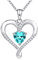 AM ANNIS MUNN Birthstone Halskette für Frauen, 18K Weißgold Herz Halskette gefüllt 925 Sterling Silber, Diamant Frauen Schmuck Weihnachtsgeschenke für Frauen Frau
