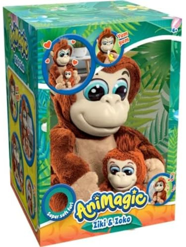 Animagic: Ziki und Zoko Gorillas | Superweiche, interaktive Gorilla-Plüschtiere für Mama und Baby mit programmierten Geräuschen und Bewegungen | Geeignet für Kinder ab 4 Jahren