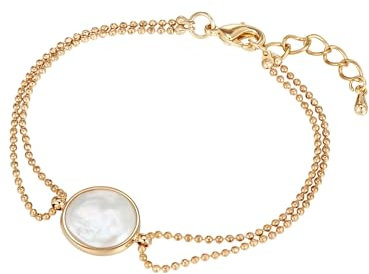 Lulu Jane Damen Armband Metall-Legierung gelbgold coin Süßwasser-Zuchtperle 5,6 mm weiß Perlenarmband