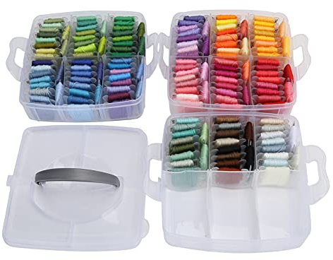 Cyrank 150 Farben Stickgarn, Regenbogenfarben Stickgarn mit Aufbewahrungsbox für Kreuzstichgarn, Armbandgarn, Bastelgarn