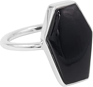 Sarg Ring, Schwarzer Onyx Ring, Sterling Silber Ring, Onyx Silber Ring, Onyx Statement Ringe, Geschenkring, Damenring, Muttertagsgeschenk, Edelstein, Metall, Silber, Onyx
