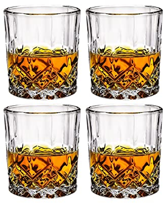 IXART Glass Cups/Glass Tumblers 4 PCS Glass Cups Set Fashion Whiskey Glasses, Scotch Whisky, Bourbon, Cocktails, Rum, Durable Whiskey Glasses Tumblers Drinking Glasses (Color : E5)