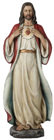 BC BUILDCLASSIC Heiliges Herz Jesu Figur, Jesusstatuen, katholische Geschenke, 42,4 cm H, Harz, Braun