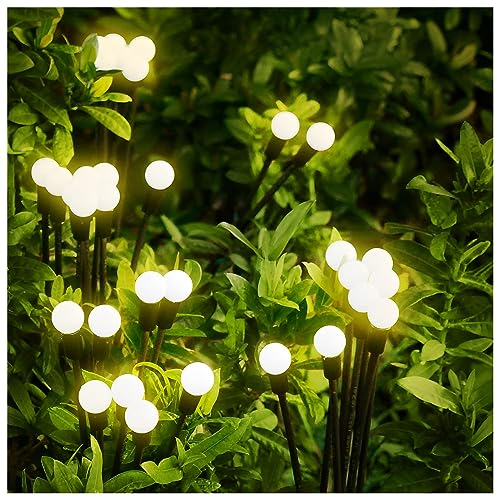 Solarlampen für Außen Garten 2 Stück,16 LED Solarleuchten, Außenleuchte,wasserdicht IPX5,Solar Glühwürmchen Lichter für den Außenbereich windschwankende Lichter für Hof, Rasen, Weg, Dekoration