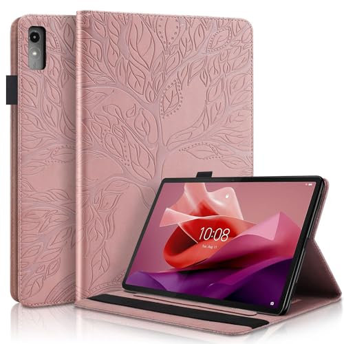Succtopy Hülle für Lenovo Tab P12 12.7 Zoll 2023 Folio Flip PU Leder Schutzhülle Lenovo Tab P12 2023 Stifthalter Stand Wallet Cover Case Tablet Hülle Lenovo Tab P12 12.7 2023 Roségold