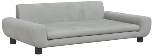vidaXL Kindersofa, Couch für Kinder, Kindercouch mit runden Kanten, Kindersessel Minisofa Polstersofa Kindermöbel Sofa Kinderzimmer, Hellgrau Samt