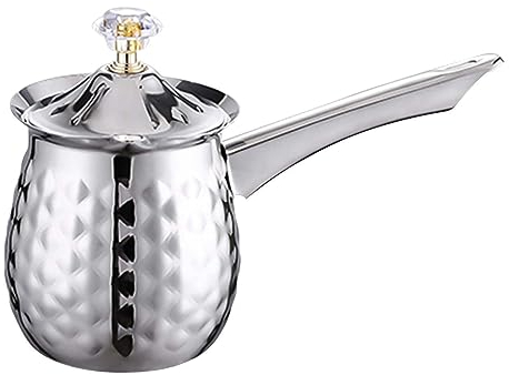 VUIUYOIES Authentic Turkish Coffee Pot with Long Handle for Cafe, Silver, 200ml