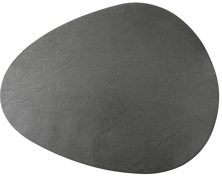 Mikasa Tovagliette in finta pelle a forma di ciottolo, set di 4 tovagliette grigie per la tavola, protezioni per la tavola 38 cm x 30 cm