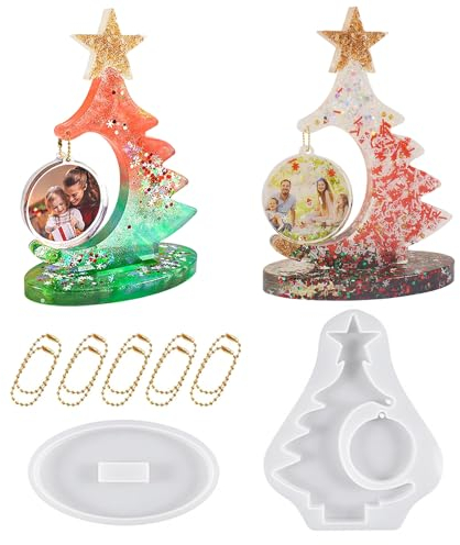 Bymivofun Molde de Silicona para Marco de Foto de Árbol de Navidad, Moldes de Resina 3D para Arbol de Navidad, para DIY Decoraciones de Mesa en Casa